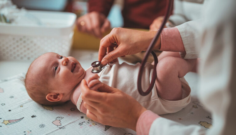 Newborn baby first doctor's visit checkup